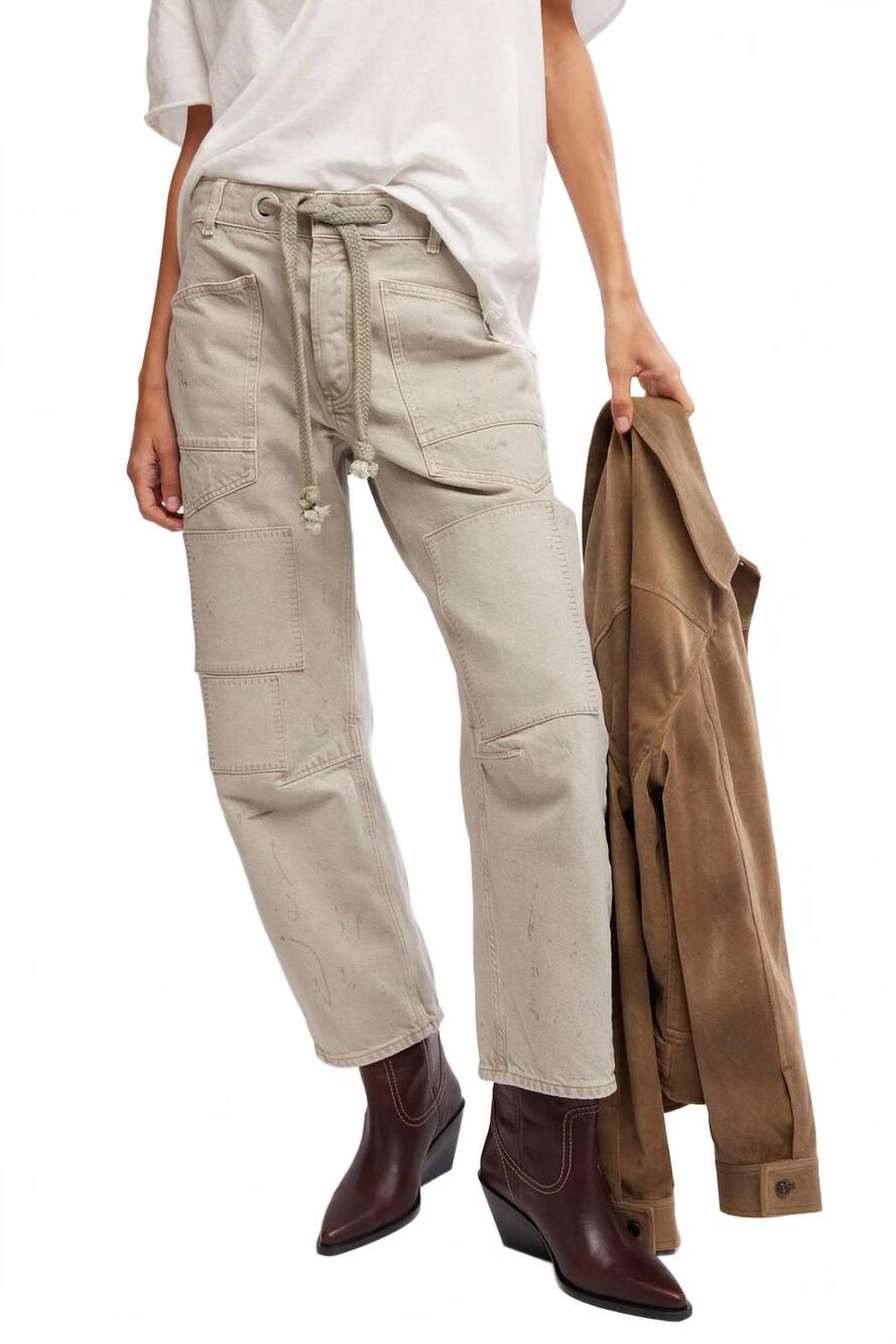 NEW FREE PEOPLE moxie low slung pull on barrel jeans in jetty